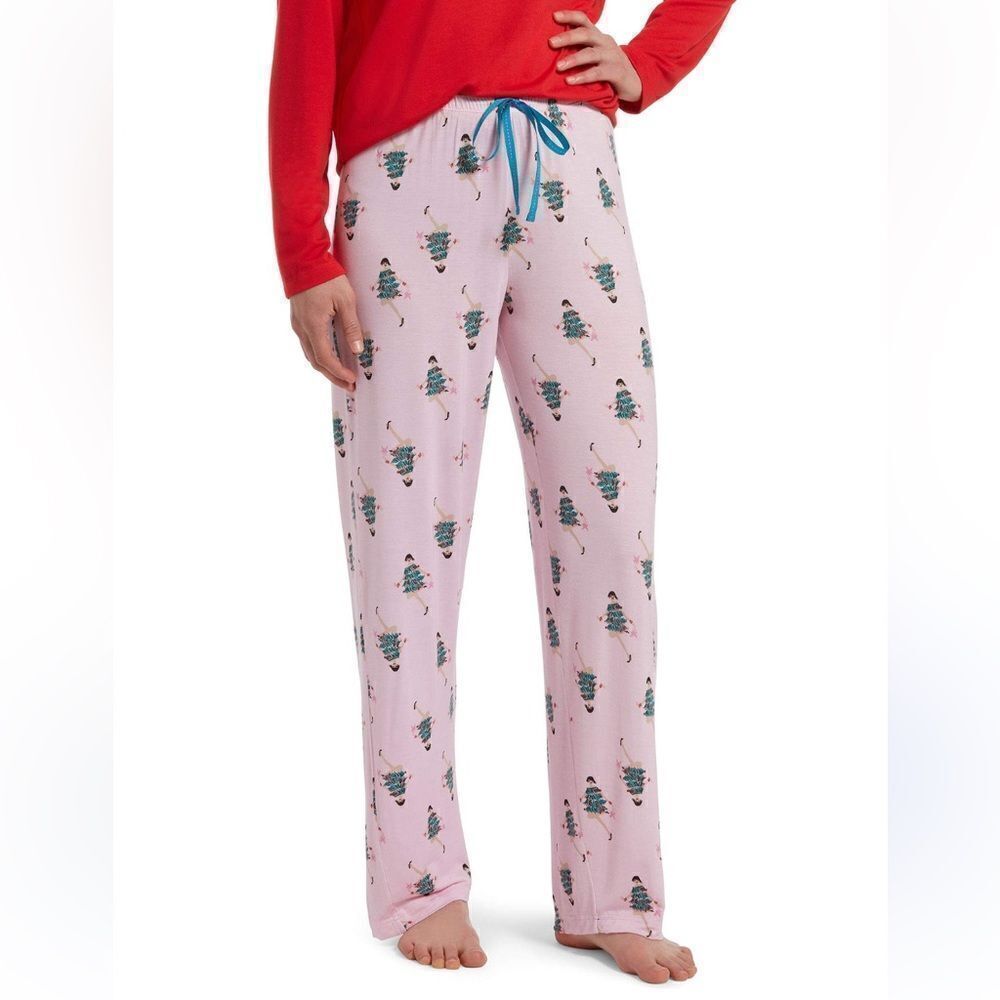 HUE Holiday Glamour Pajama Pants Pink‎ Lady, Size M, NWT